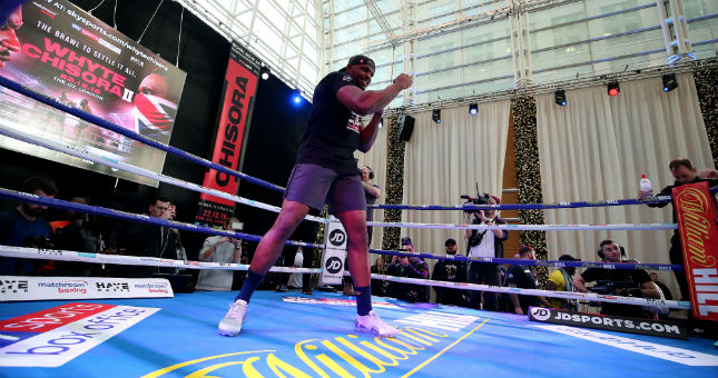 Dillian Whyte during a public workout at East Wintergarden, Canary Wharf, London.