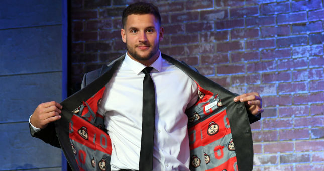 Nick Bosa at the 2019 NFL Draft shows off his duds.