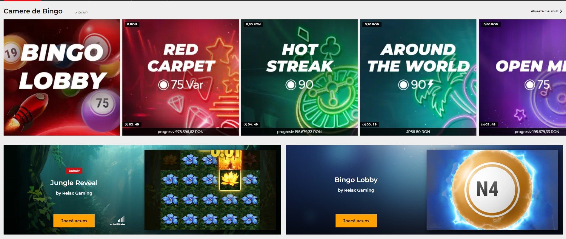 Jocuri de bingo la 32 Rosu Casino