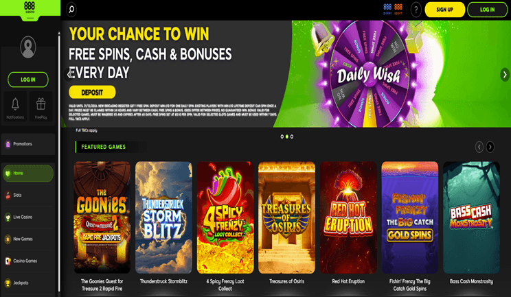 Interfața 888 Casino România