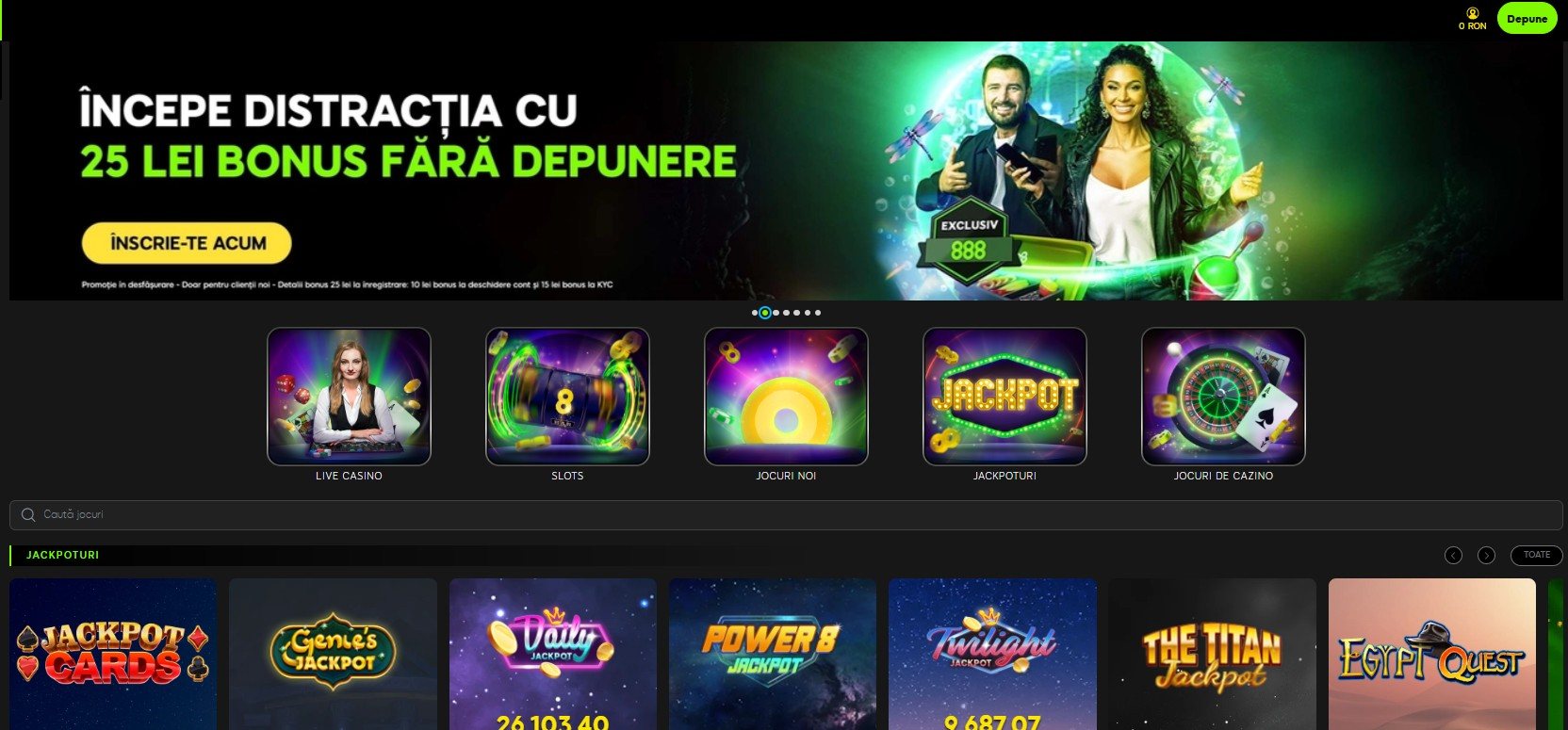 Interfața Casino 888 România