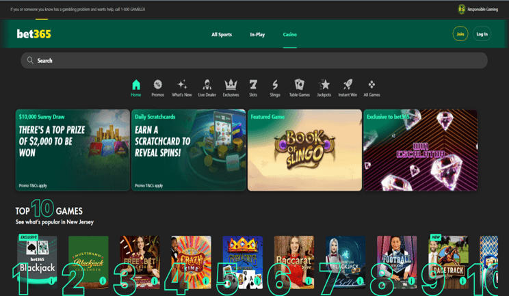 Análisis de la interfaz y arquitectura de la página de inicio de bet365 Casino