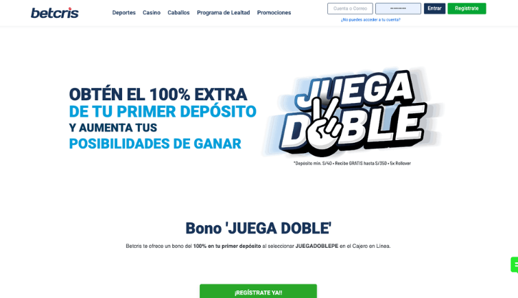 Imagen Betcris Perú apuestas deportivas bono bienvenida