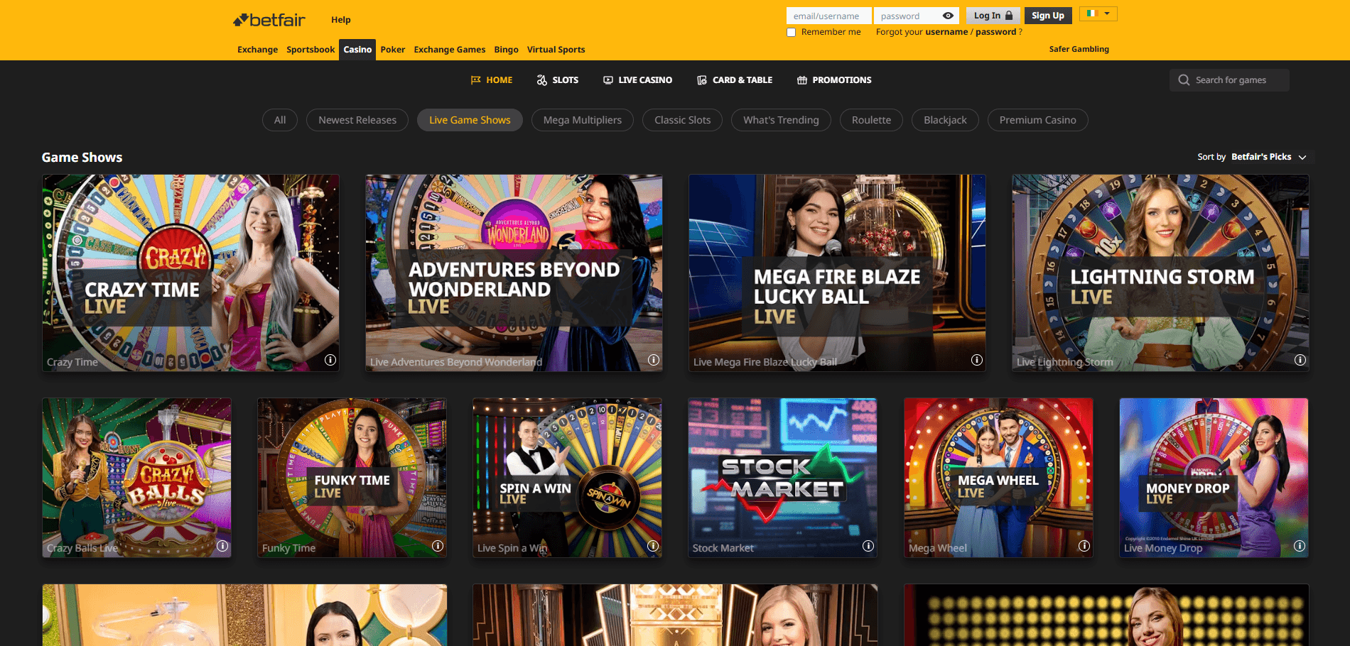 Betfair Casino Live
