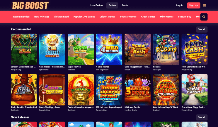 Big boost casino login
