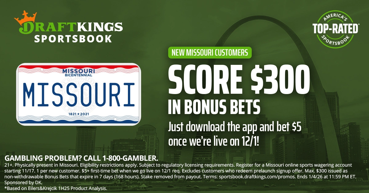 DraftKings Missouri Promo Code: Bet $5 on 12/1*, Get $300 In Bonus Bets