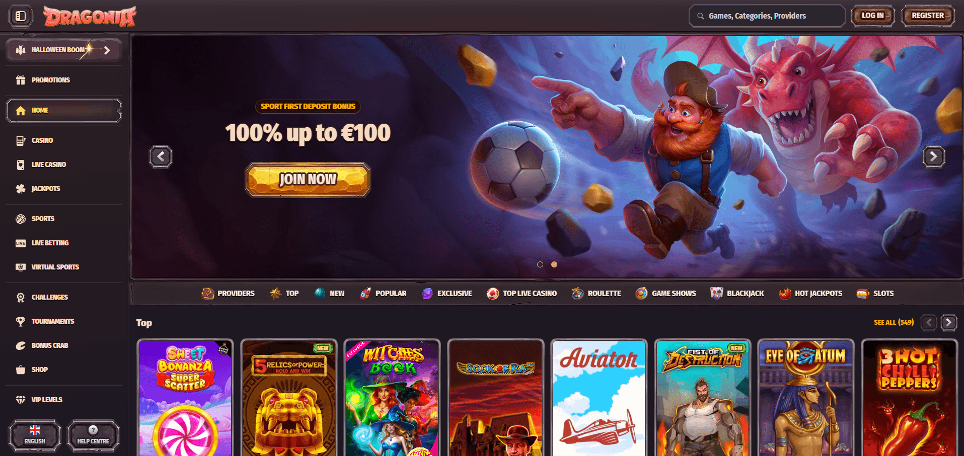 Dragonia Casino hemsida