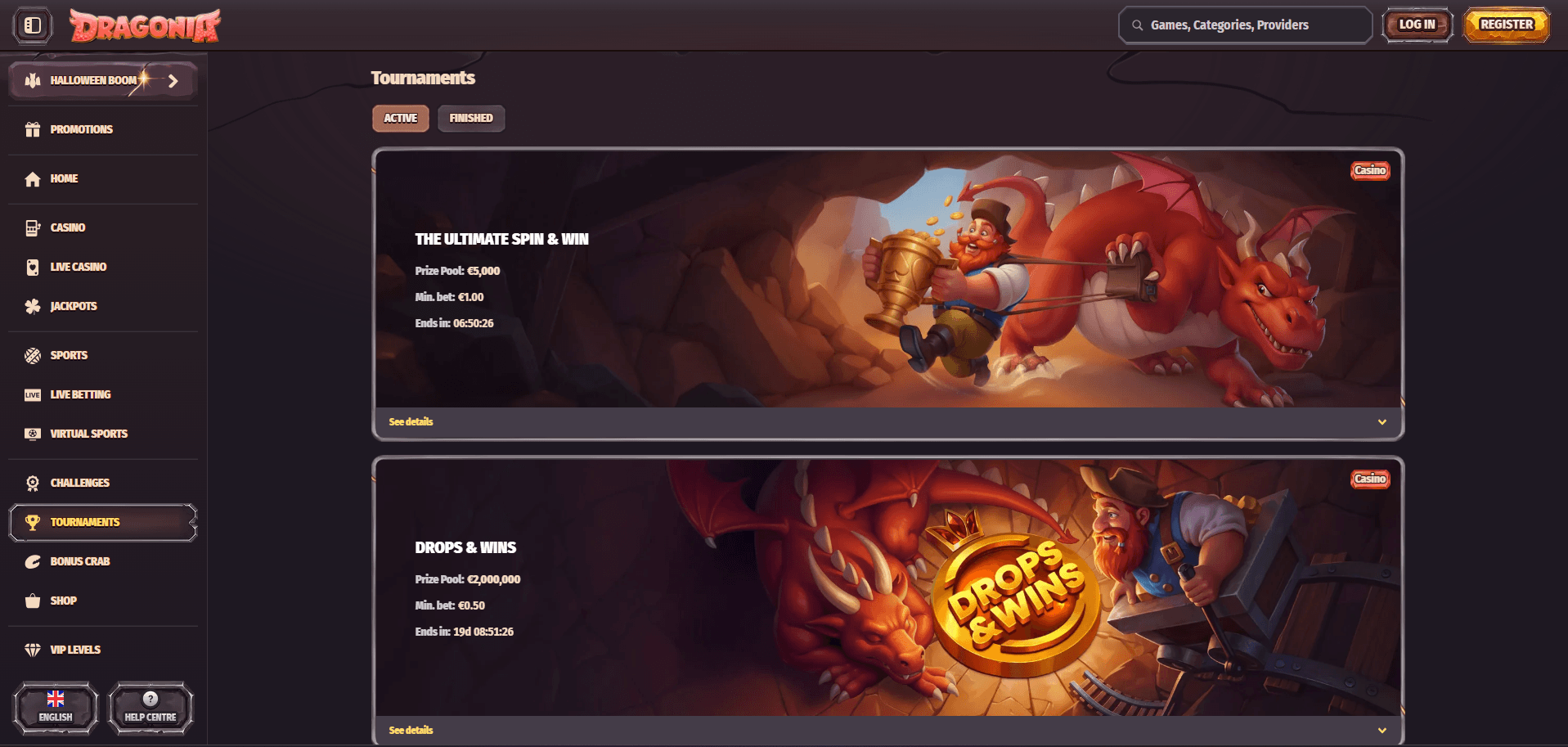 Πρωταθλήματα Dragonia Casino