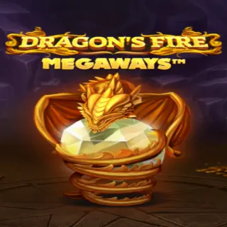 Dragon’s Fire Megaways logotyp med en gyllene drake som kläcks ur ett ägg