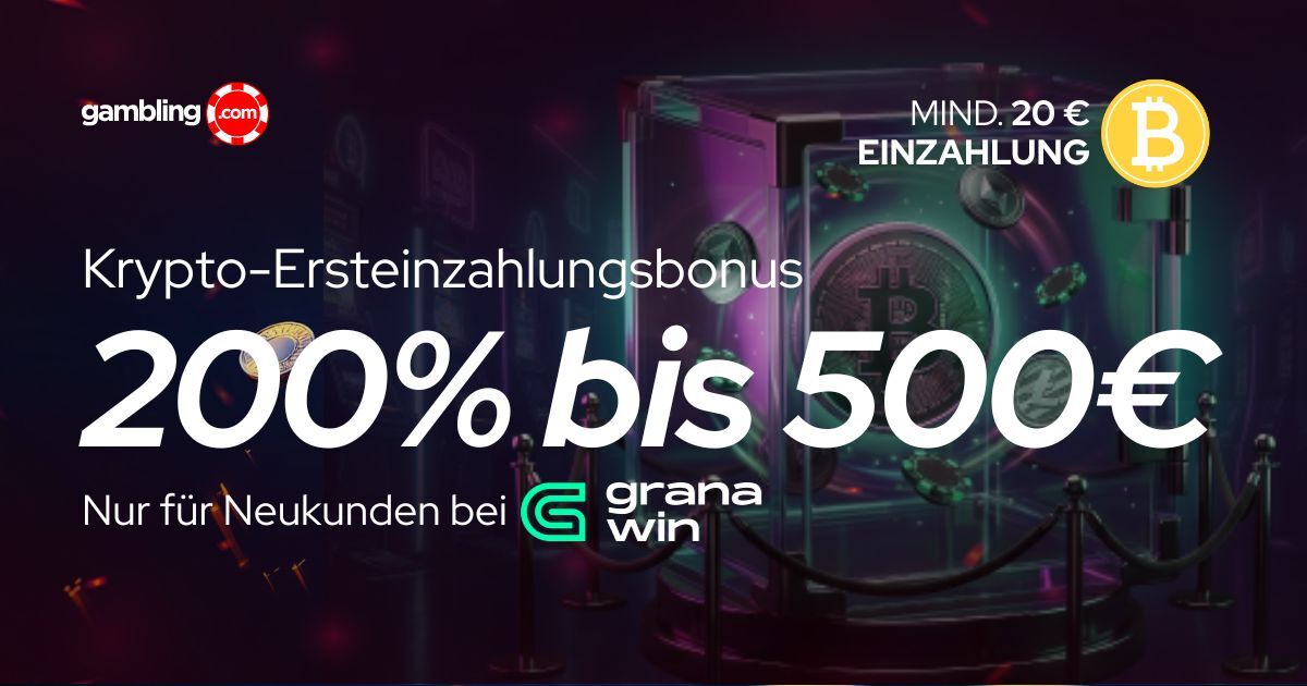Granawin Casino: 200 % Krypto-Bonus bis zu 500 € für neue Spieler