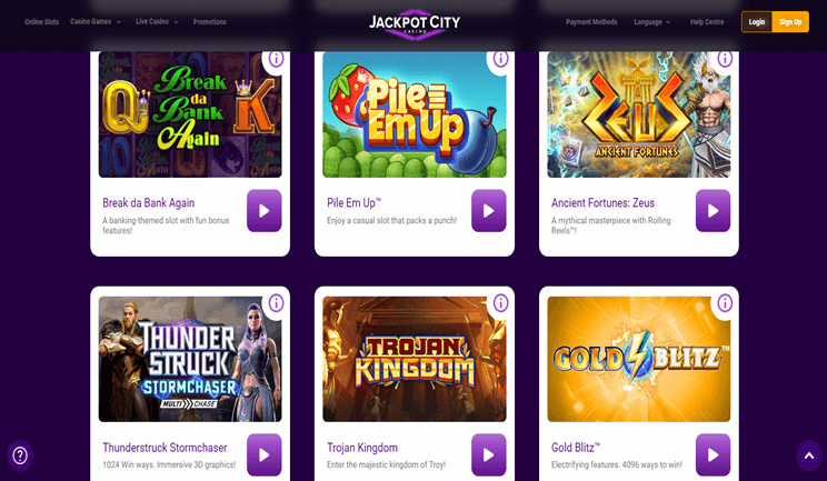 Jackpot City Casino Slots Interface