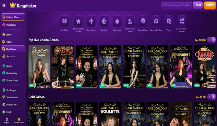 Kingmaker Casino Live -pelikokemus