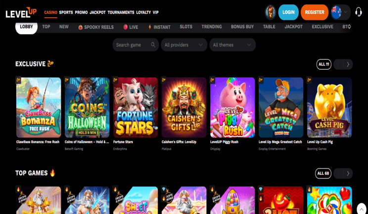 Level Up Casino Homepage