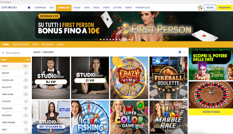 Lottomatica Casino Live Giochi