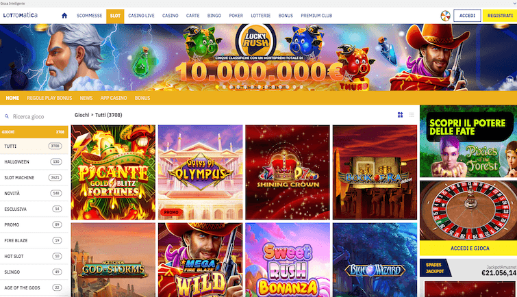 Schermata della slot machine su Totosi