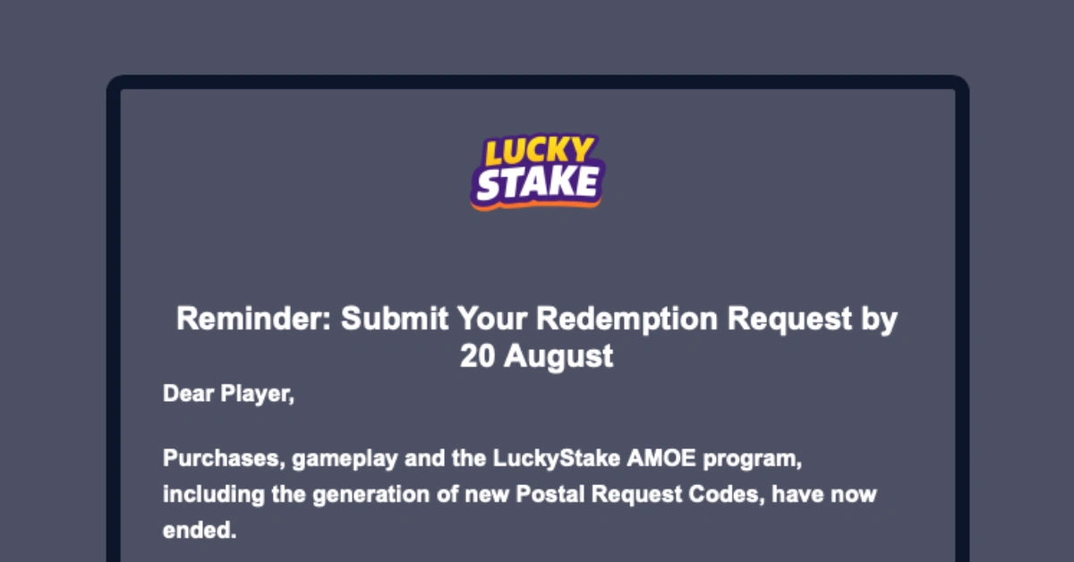 LuckyStake Sweepstakes Casino Shuts Down, Sets August 20 Redemption Deadline