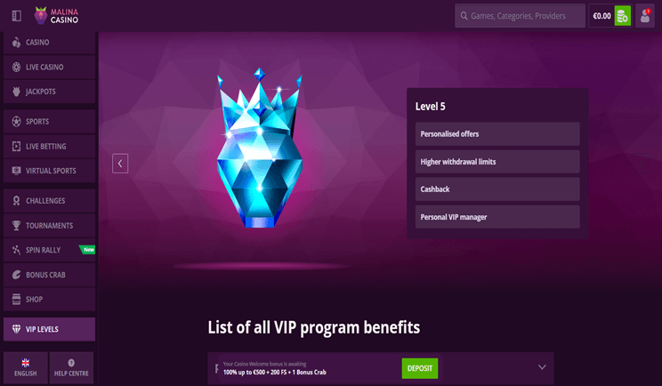 Malina Casino Rewards