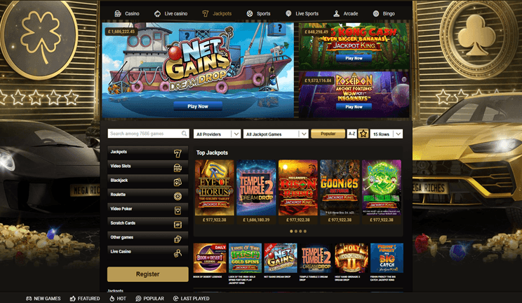 Mega Riches Jackpots Interface