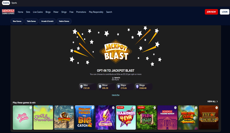 Jackpots en Monopoly Casino Slots