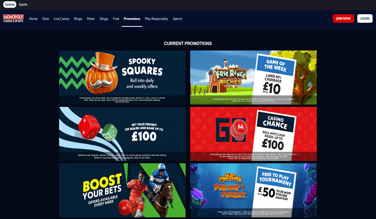 Promociones disponibles en el casino online
