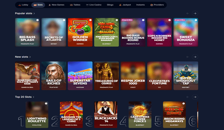 Schermata delle slot machine disponibili nella lobby di Netbet casinò