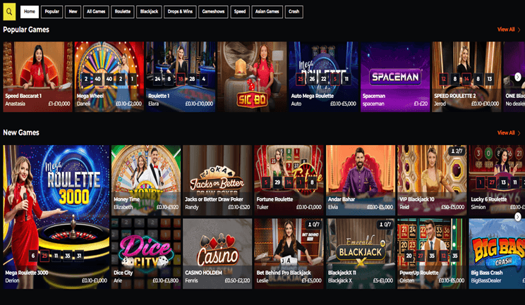 Nrg bet Live Casino Interface