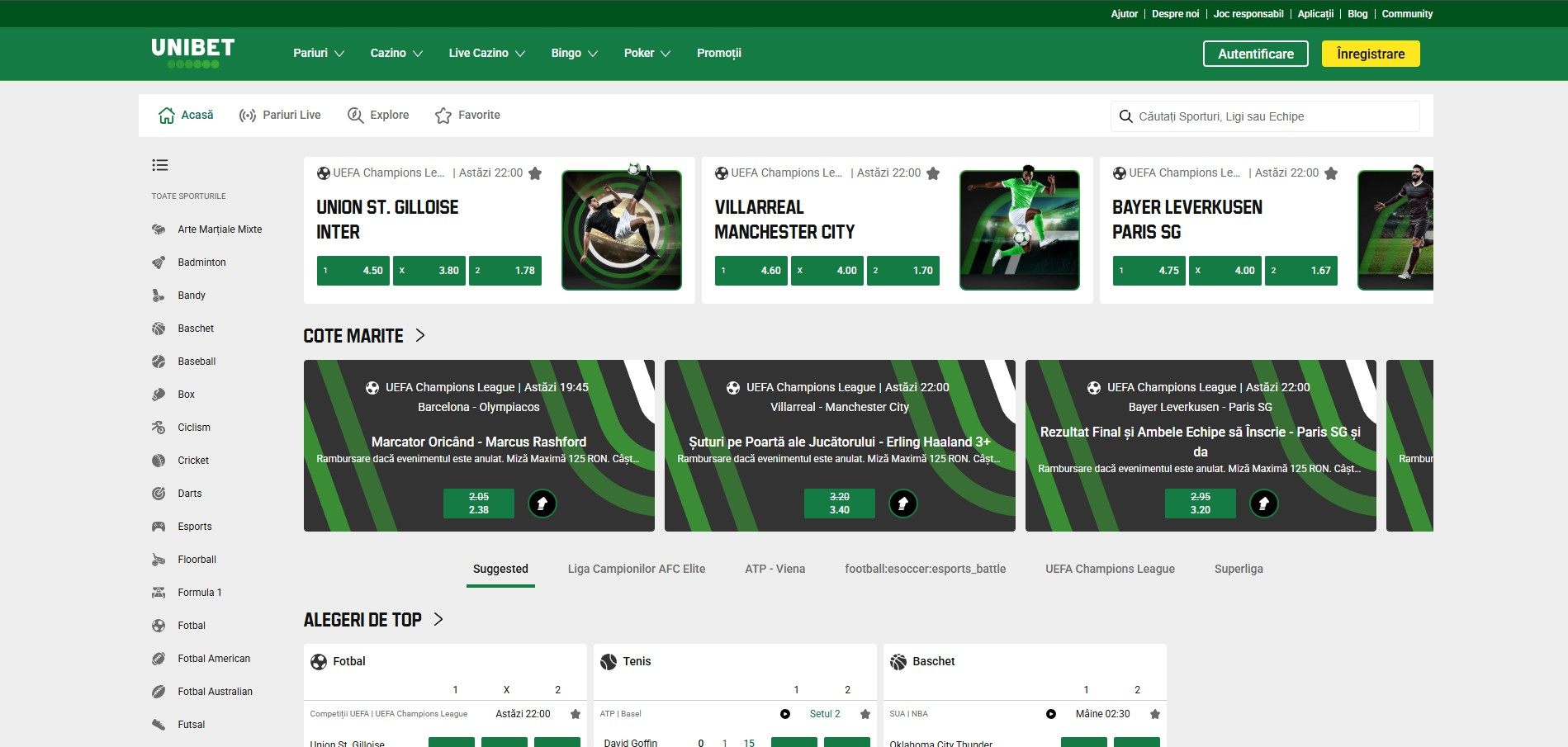 Unibet pariuri