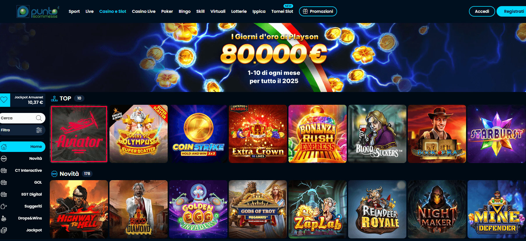 La migliore selezione di Slot Puntoscommesse