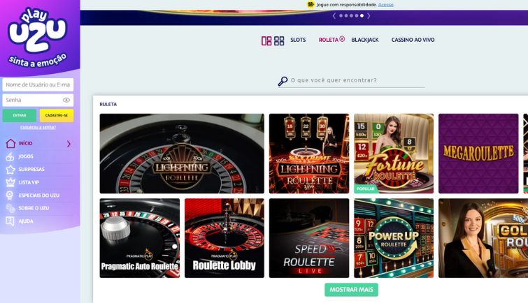 Roleta ao Vivo en Playuzu Cassino