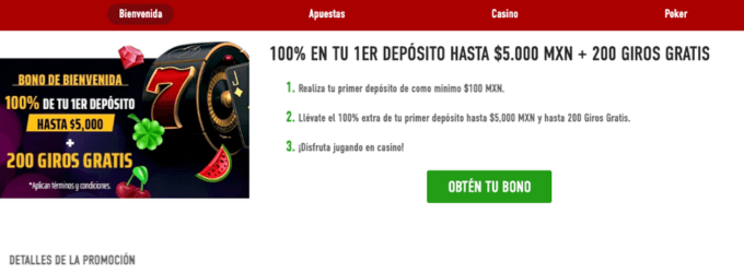 Imagen brand carrousel Sportiumbet casino Mexico oferta de Bienvenida