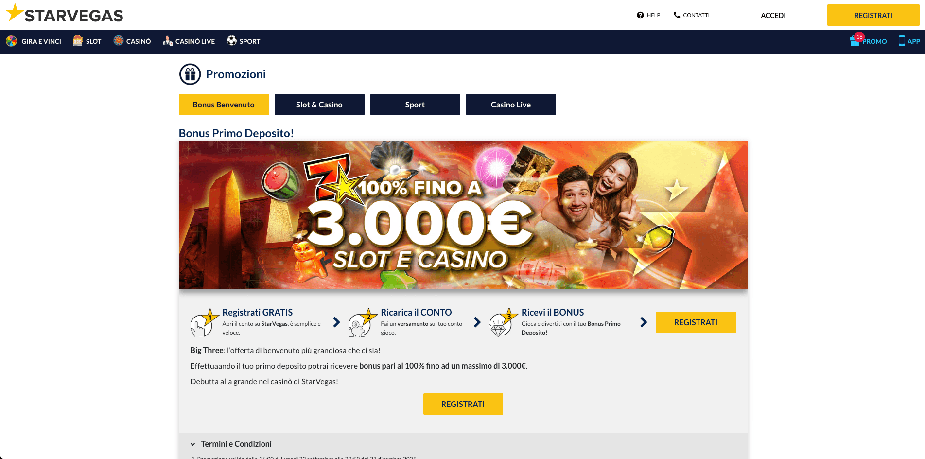 Bonus di Benvenuto Starvegas