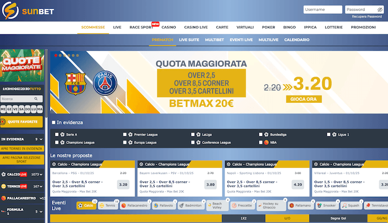 Interfaccia di Mslotbet scommesse