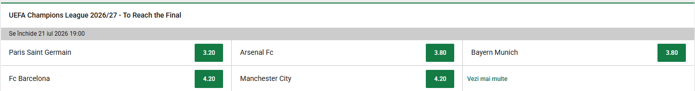 unibet cote liga campionilor