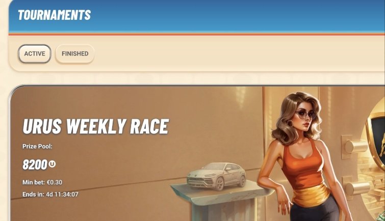 Interface des tournois VIP Vegasino