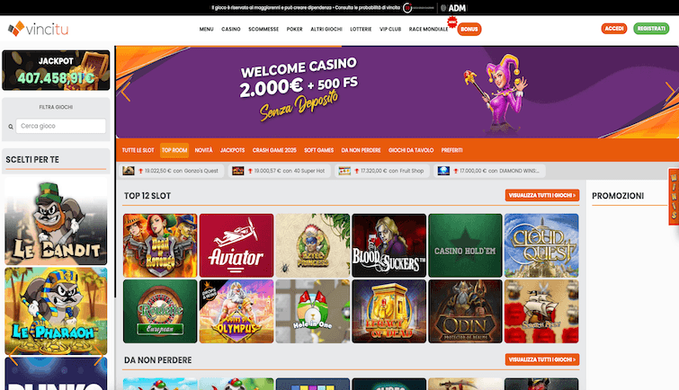 Slot machine su Vincitu casinò